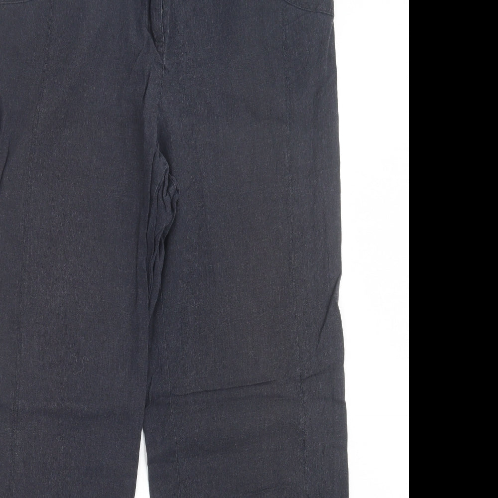Anna Rose Womens Grey Linen Trousers Size 14 L31 in Regular Button