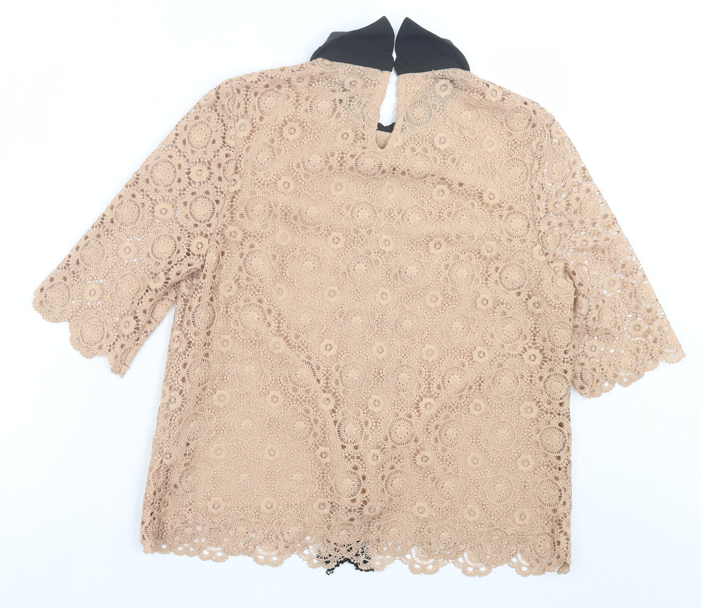 Dorothy Perkins Womens Beige Floral Polyester Basic Blouse Size 14 Collared