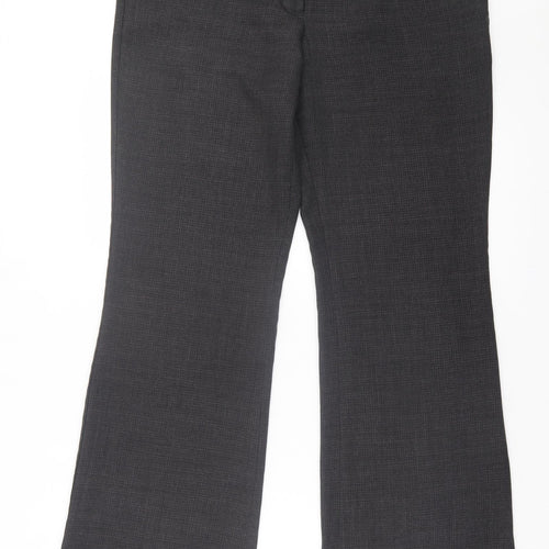 F&F Womens Grey Polyester Trousers Size 14 L32 in Regular Hook & Eye