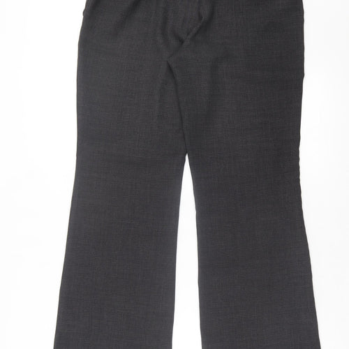 F&F Womens Grey Polyester Trousers Size 14 L32 in Regular Hook & Eye