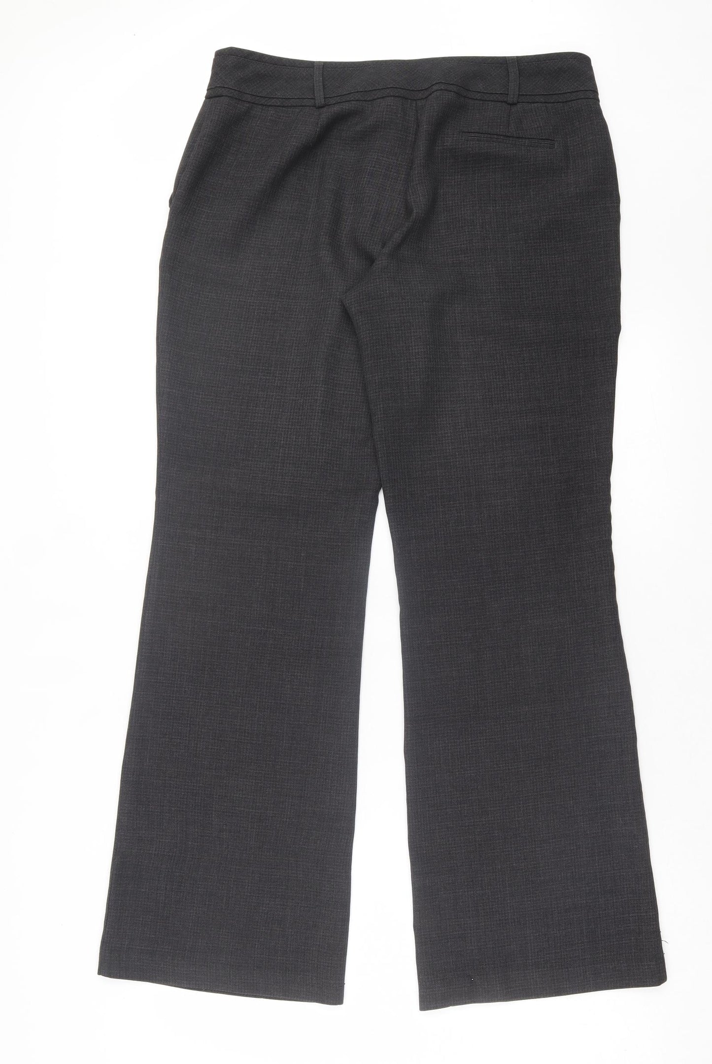 F&F Womens Grey Polyester Trousers Size 14 L32 in Regular Hook & Eye