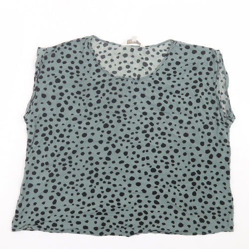 Apricot Womens Green Animal Print Viscose Basic T-Shirt Size 16 Crew Neck - Dalmatian Print