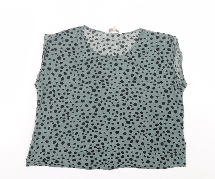 Apricot Womens Green Animal Print Viscose Basic T-Shirt Size 16 Crew Neck - Dalmatian Print