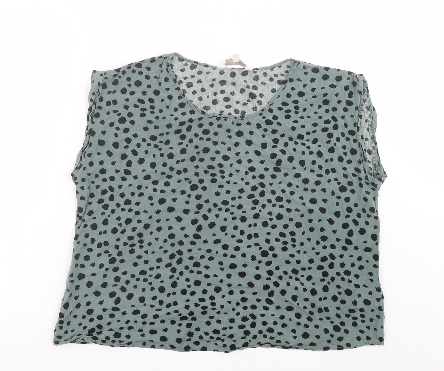 Apricot Womens Green Animal Print Viscose Basic T-Shirt Size 16 Crew Neck - Dalmatian Print