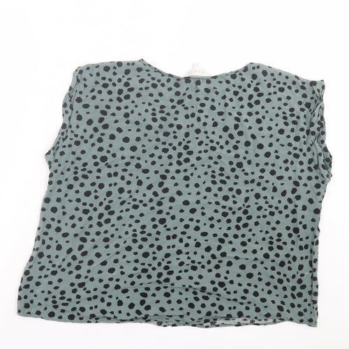 Apricot Womens Green Animal Print Viscose Basic T-Shirt Size 16 Crew Neck - Dalmatian Print