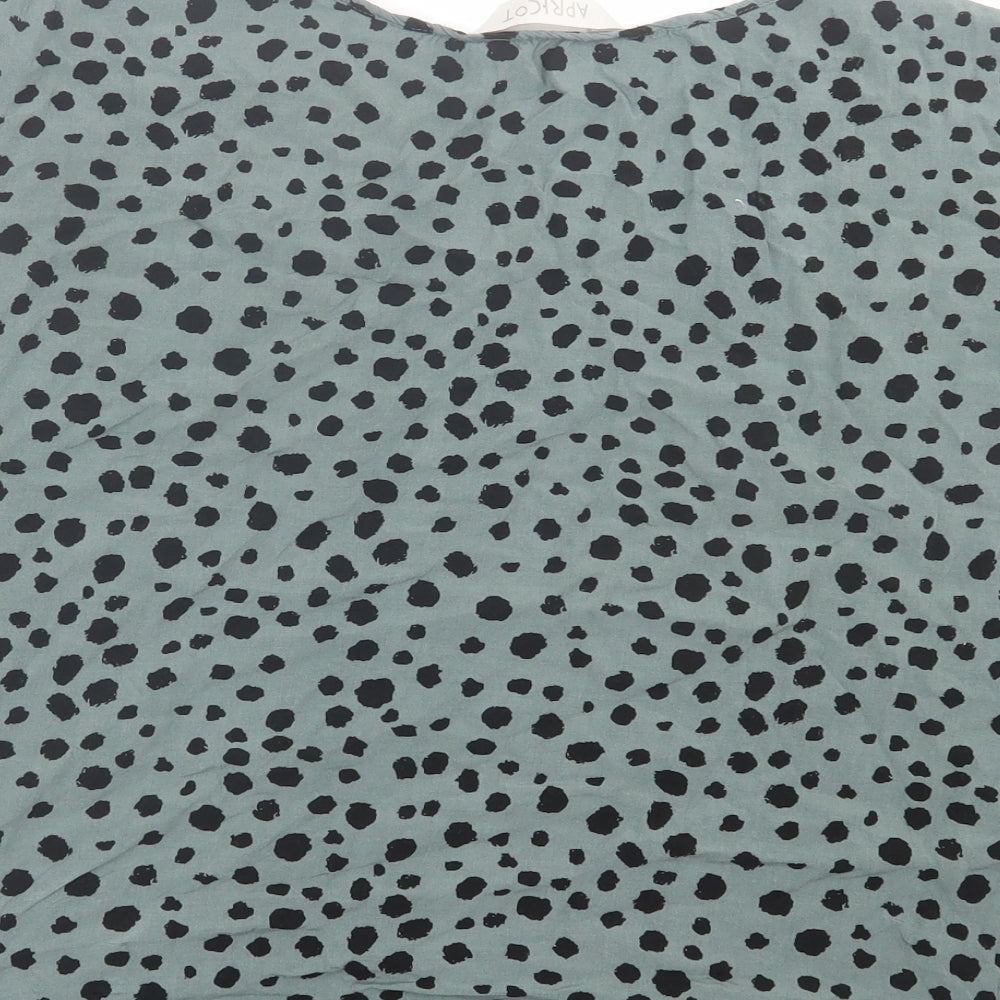 Apricot Womens Green Animal Print Viscose Basic T-Shirt Size 16 Crew Neck - Dalmatian Print
