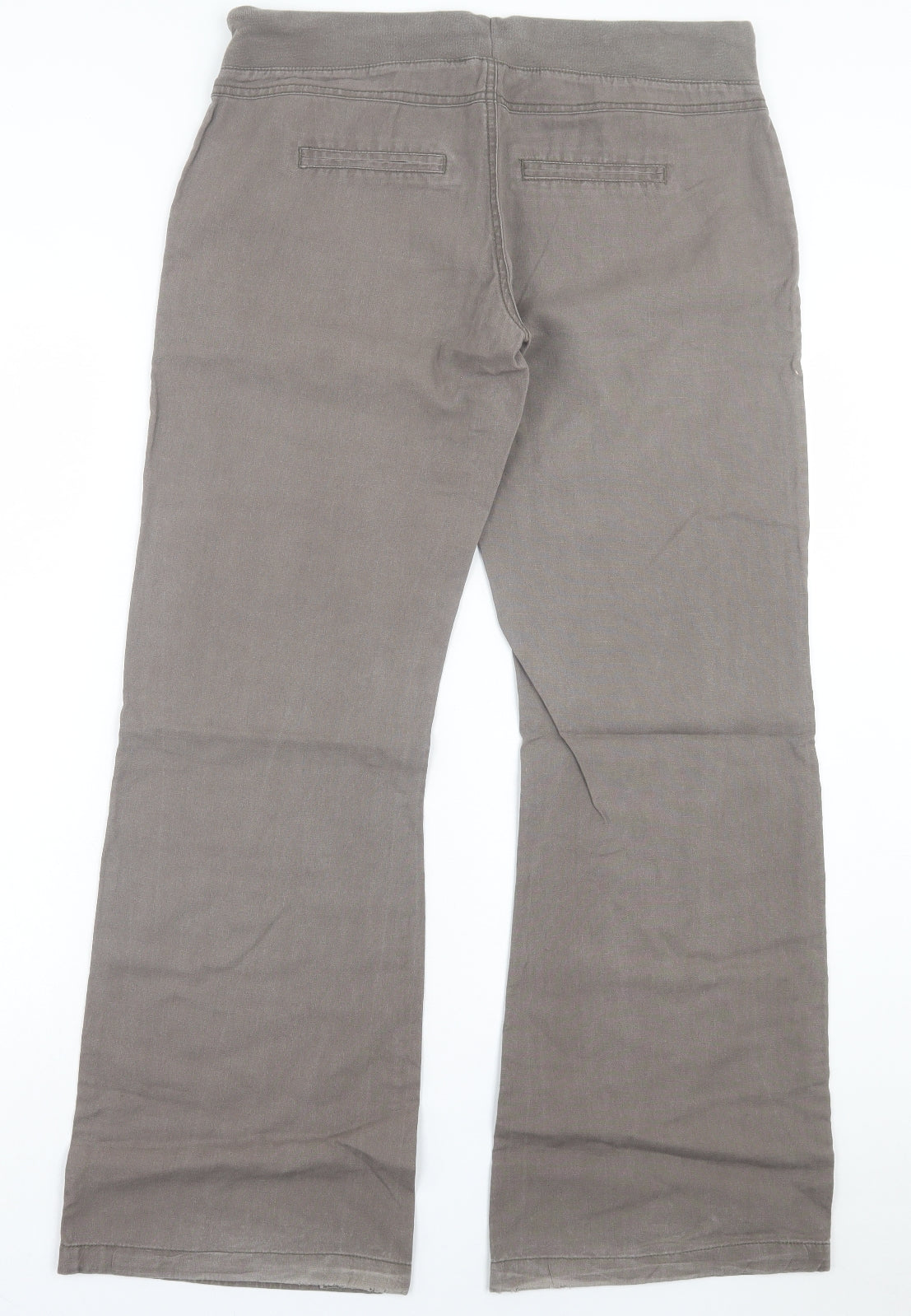 VERO MODA Womens Brown Linen Trousers Size 12 L32 in Regular Drawstring