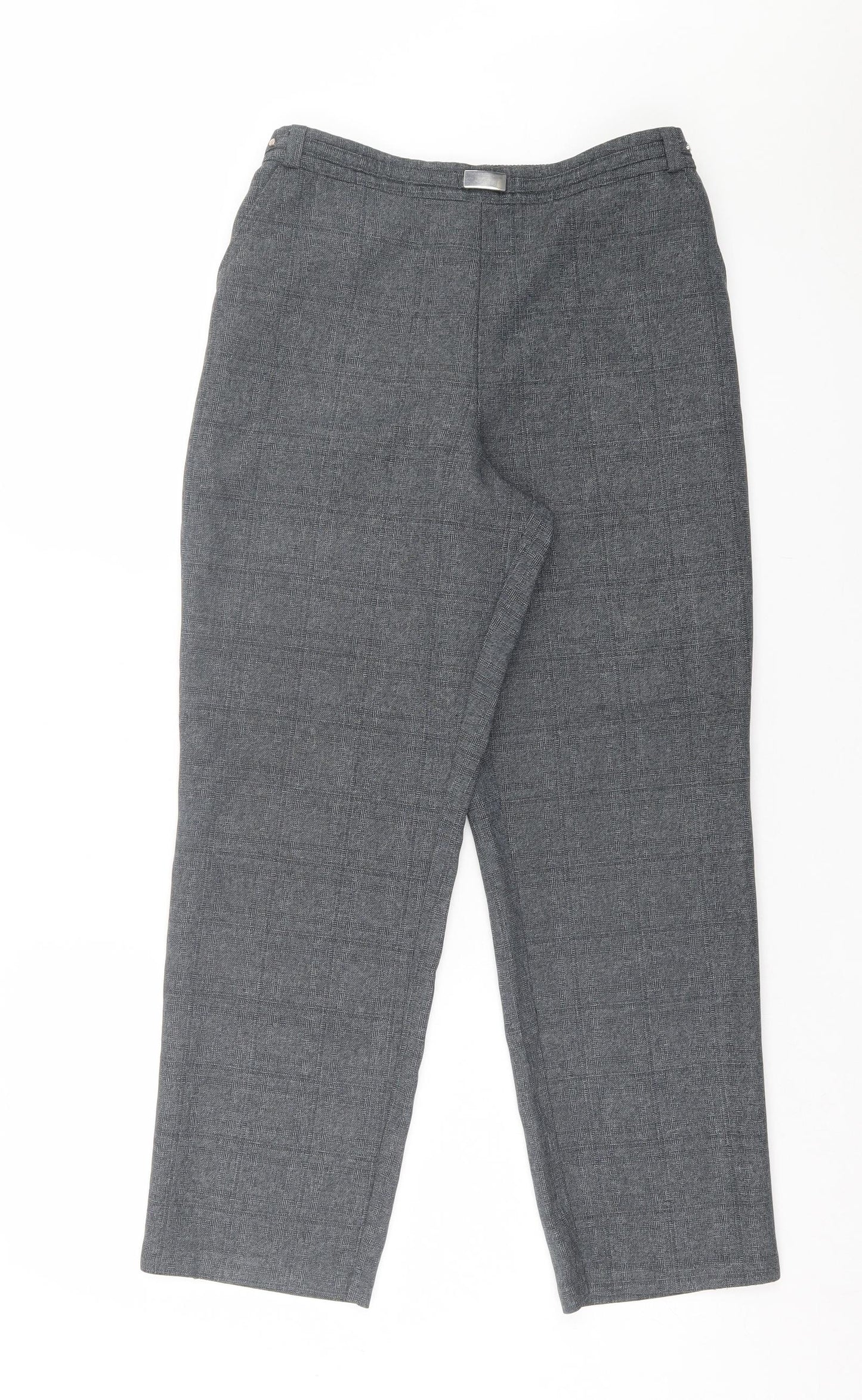 Marks and Spencer Womens Grey Plaid Polyester Trousers Size 12 L27 in Regular