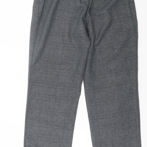 Marks and Spencer Womens Grey Plaid Polyester Trousers Size 12 L27 in Regular