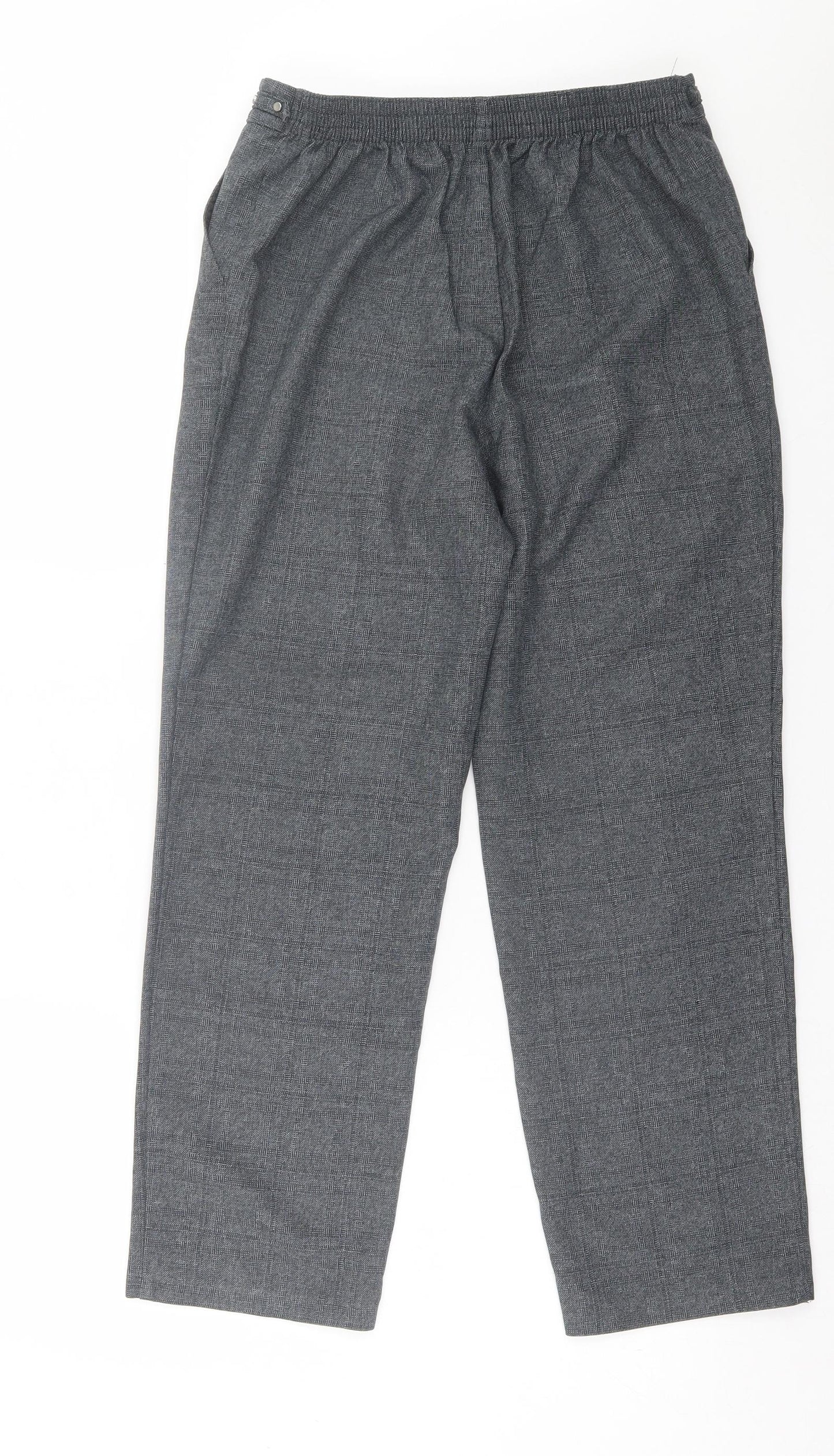 Marks and Spencer Womens Grey Plaid Polyester Trousers Size 12 L27 in Regular