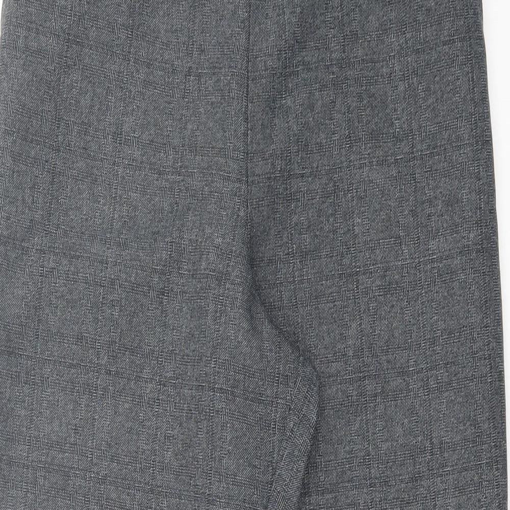 Marks and Spencer Womens Grey Plaid Polyester Trousers Size 12 L27 in Regular