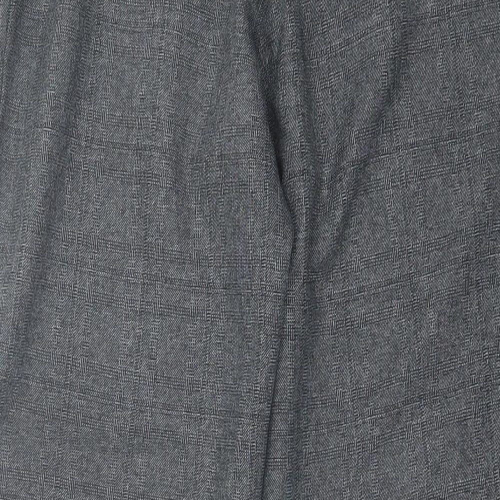 Marks and Spencer Womens Grey Plaid Polyester Trousers Size 12 L27 in Regular