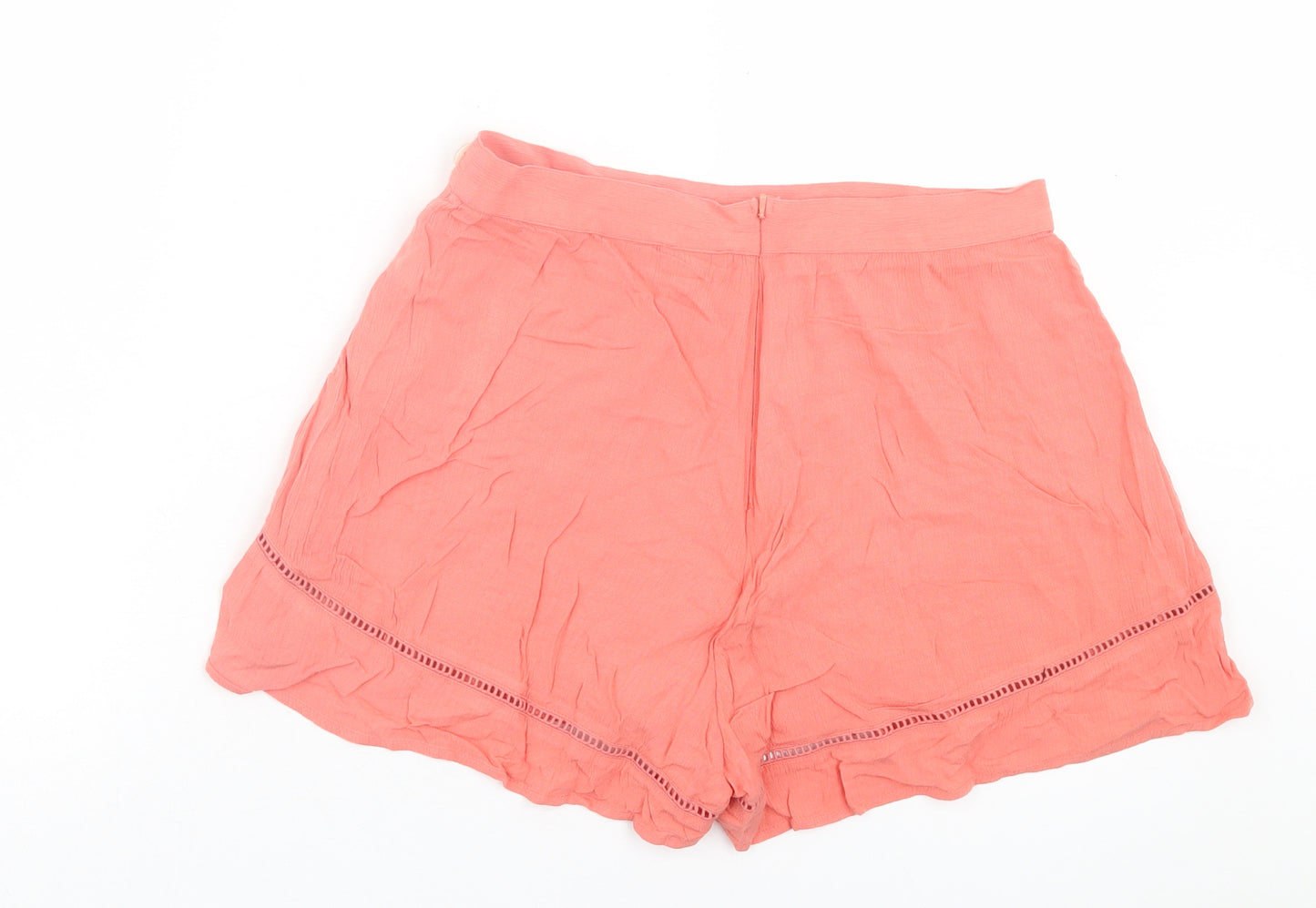 Miss Selfridge Womens Pink Viscose Boyfriend Shorts Size 12 Regular Zip