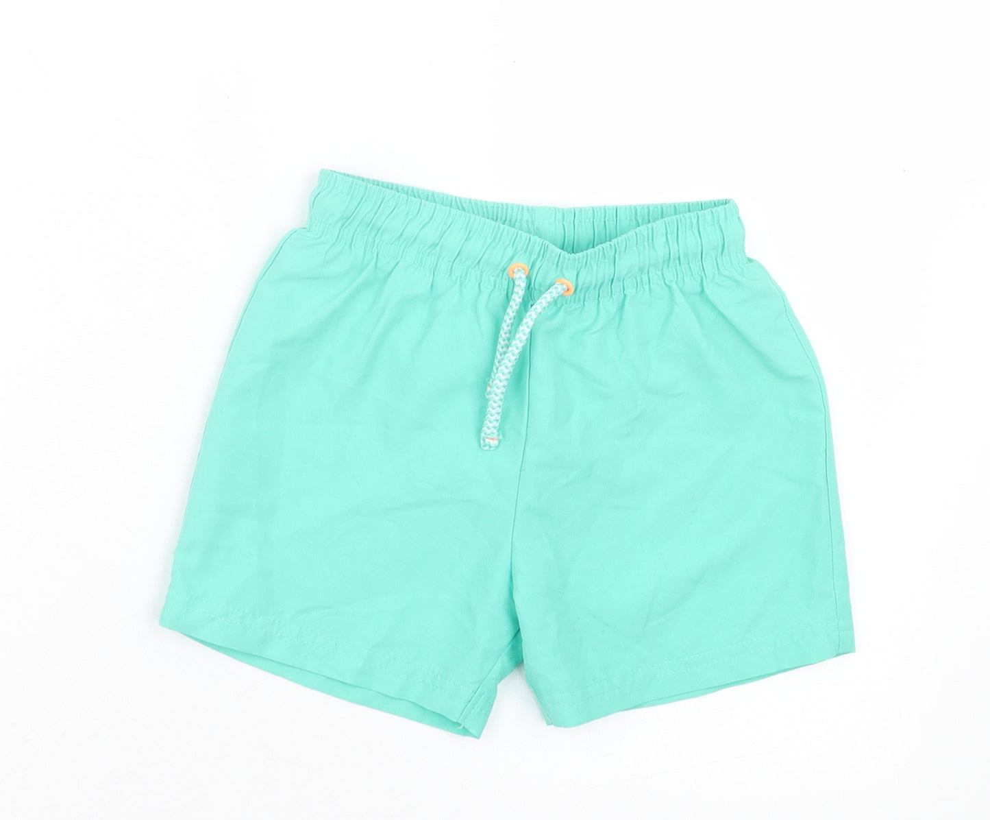 F&F Boys Green Polyester Bermuda Shorts Size 4-5 Years Regular Drawstring