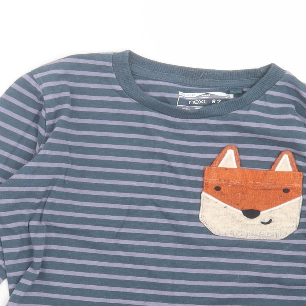 NEXT Boys Blue Striped Cotton Basic Casual Size 5-6 Years Crew Neck Pullover - Fox Pocket