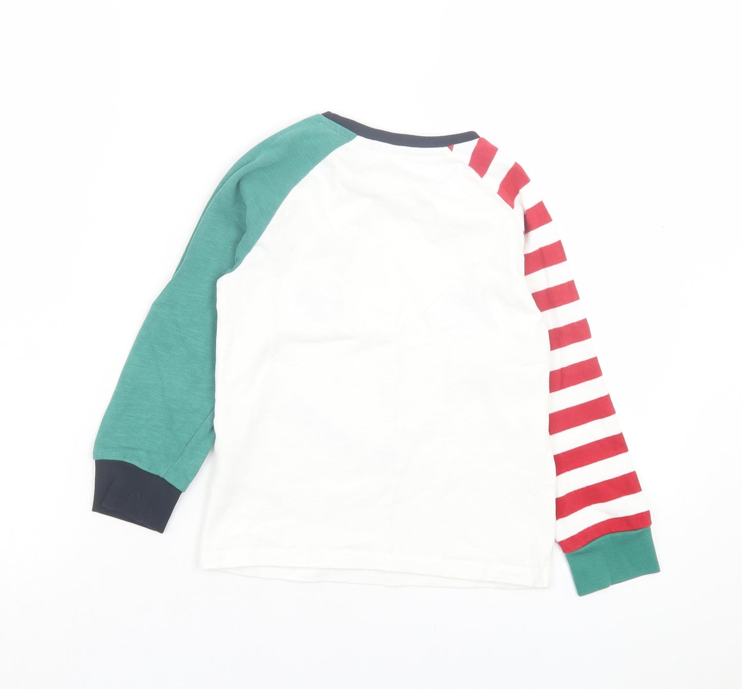 NEXT Boys Multicoloured Striped Cotton Basic Casual Size 5-6 Years Crew Neck Pullover - Christmas Snowman