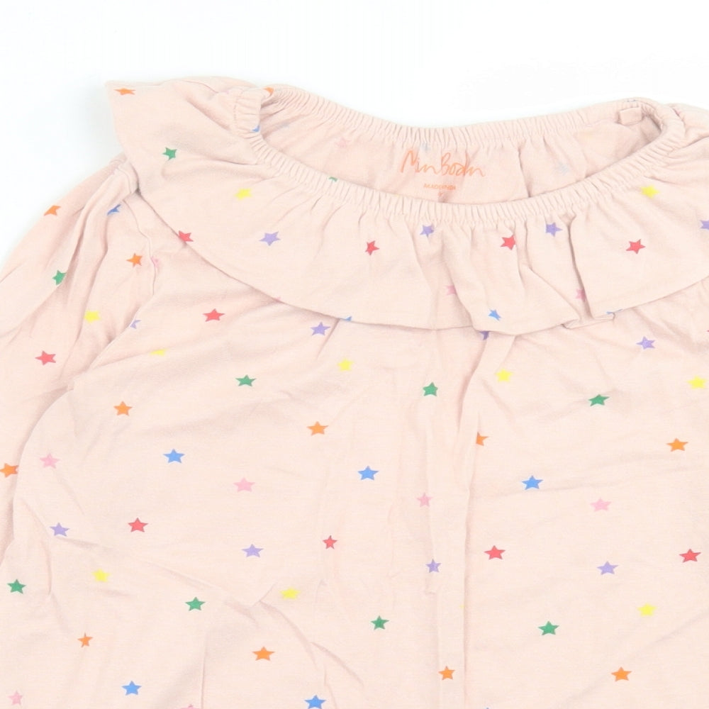 Mini Boden Girls Pink Geometric Cotton Basic Casual Size 9-10 Years Boat Neck Pullover - Multicoloured Star Pattern