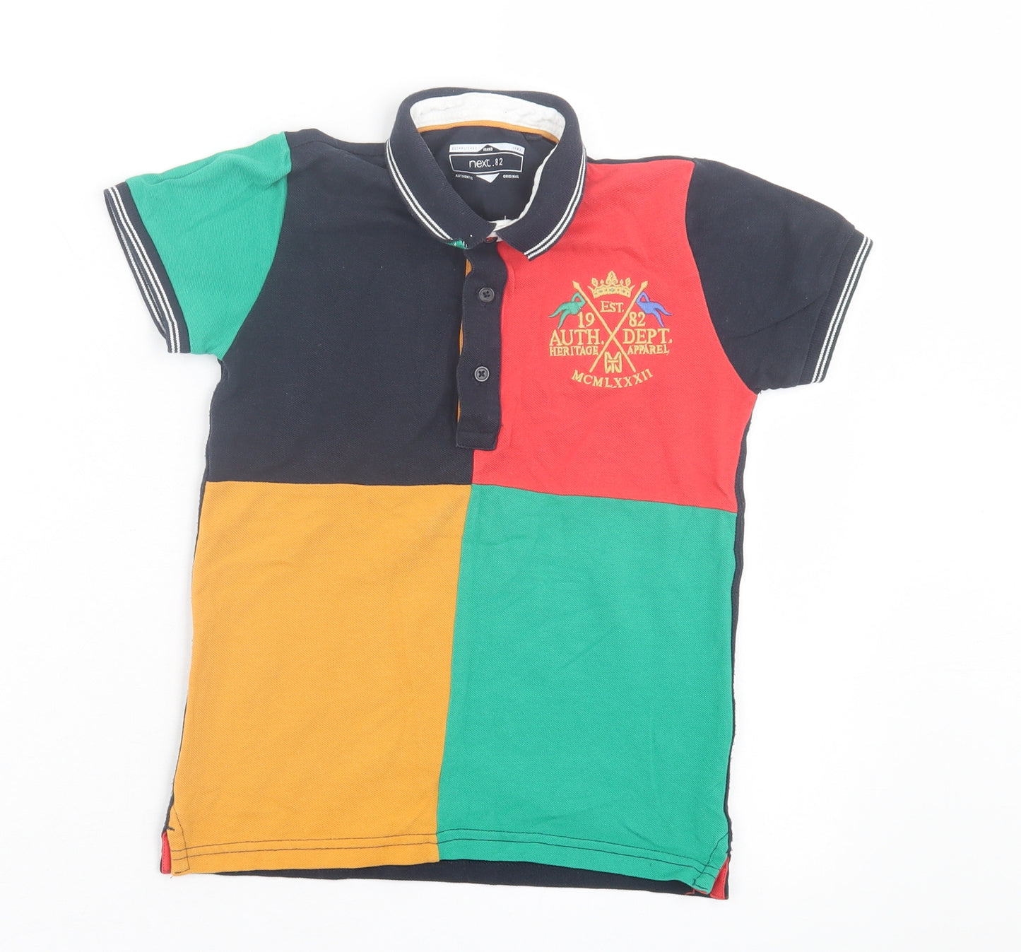 NEXT Boys Multicoloured Cotton Basic Polo Size 5-6 Years Collared Button - Colour Block