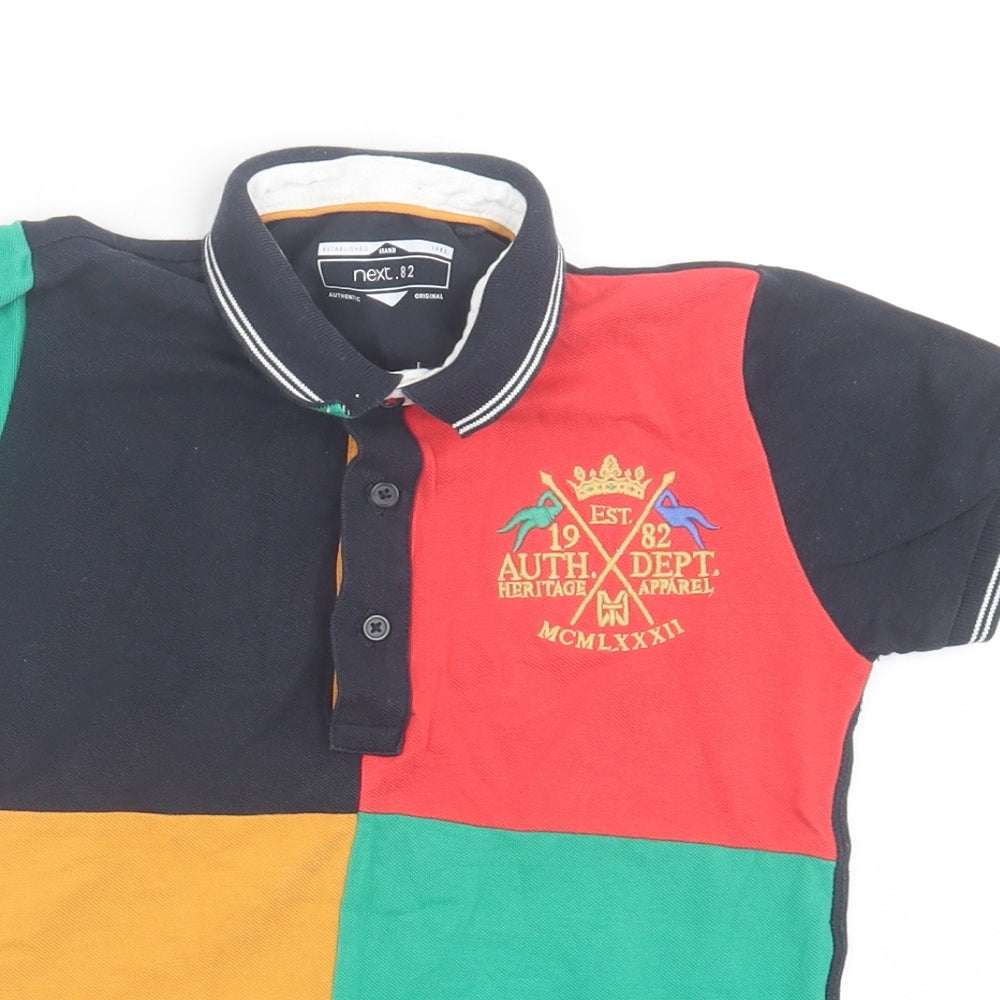 NEXT Boys Multicoloured Cotton Basic Polo Size 5-6 Years Collared Button - Colour Block