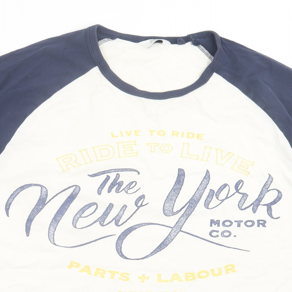 NEXT Mens White Cotton T-Shirt Size XL Crew Neck - New York