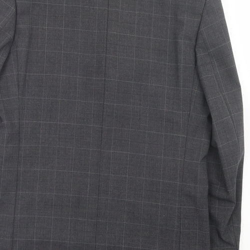 Preworn Mens Grey Plaid Wool Jacket Suit Jacket Size 40