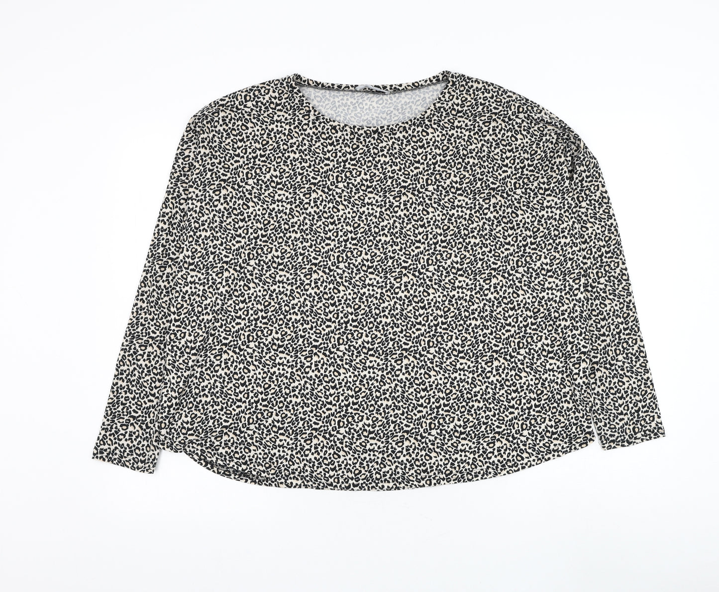 New Look Womens Ivory Round Neck Animal Print Polyester Pullover Jumper Size S - Leopard Print