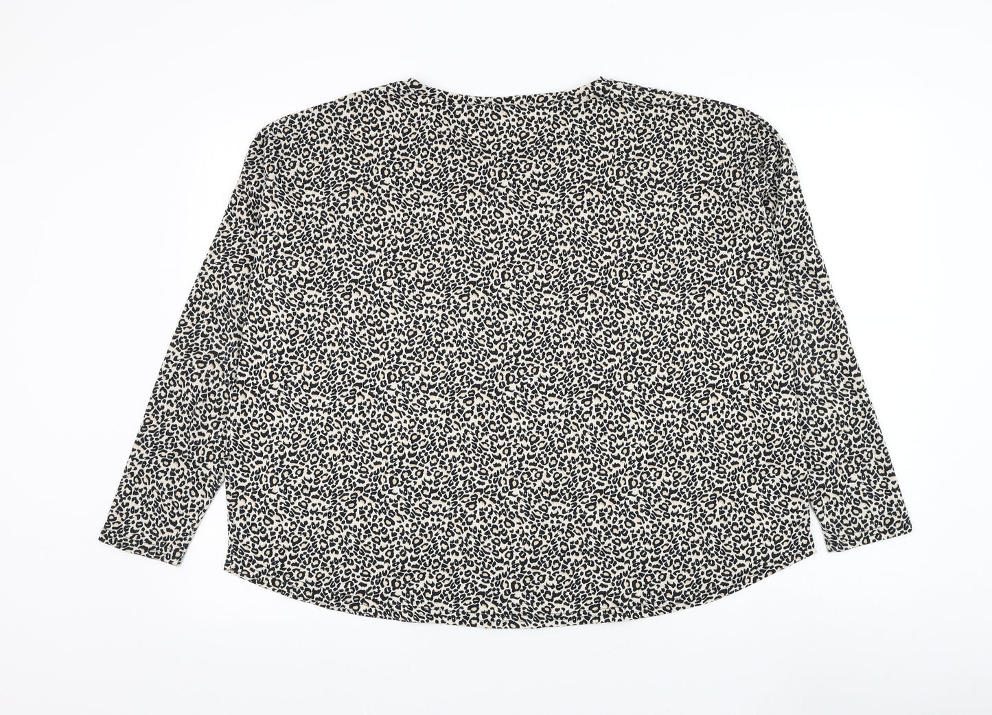 New Look Womens Ivory Round Neck Animal Print Polyester Pullover Jumper Size S - Leopard Print