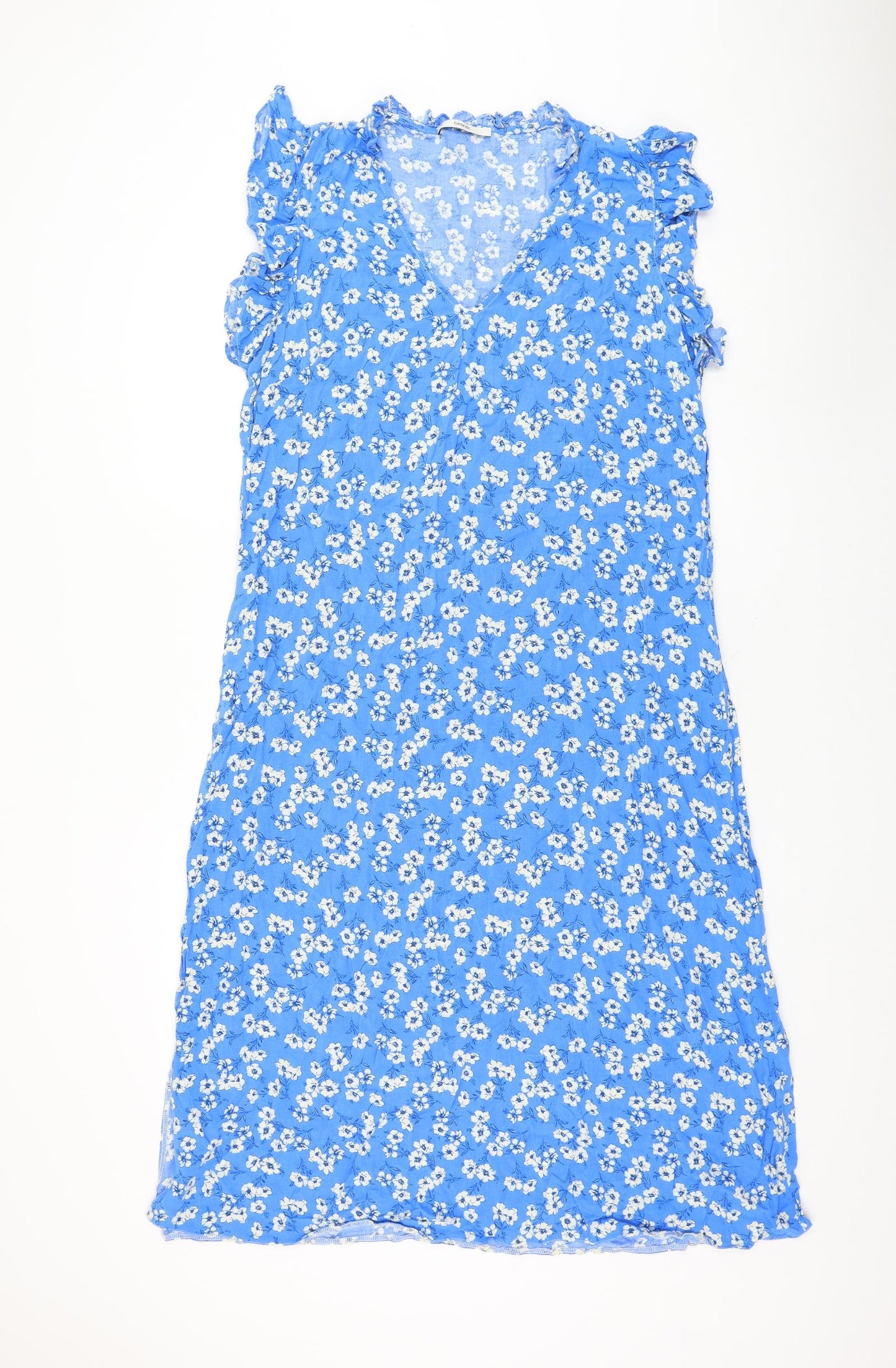 George Womens Blue Floral Viscose Shift Size 18 V-Neck Pullover