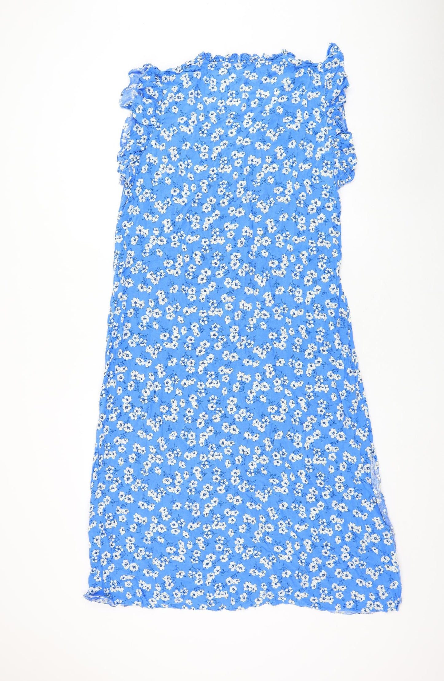 George Womens Blue Floral Viscose Shift Size 18 V-Neck Pullover
