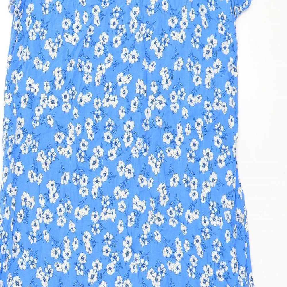 George Womens Blue Floral Viscose Shift Size 18 V-Neck Pullover