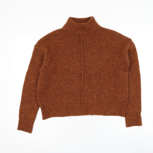 New Look Womens Brown Mock Neck Polyester Pullover Jumper Size 8