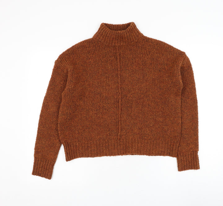 New Look Womens Brown Mock Neck Polyester Pullover Jumper Size 8