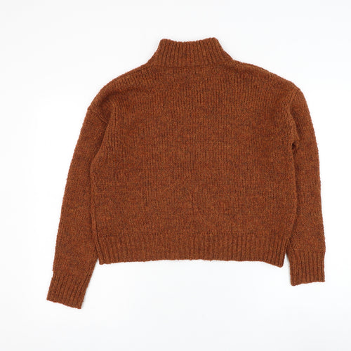 New Look Womens Brown Mock Neck Polyester Pullover Jumper Size 8