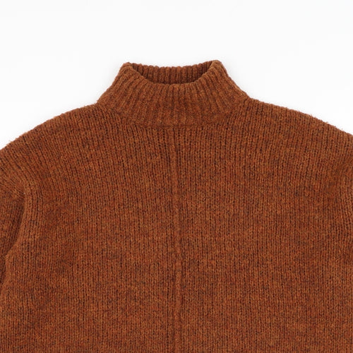 New Look Womens Brown Mock Neck Polyester Pullover Jumper Size 8