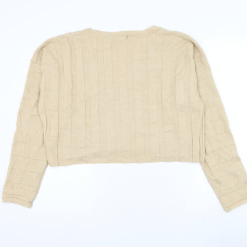 Missguided Womens Beige V-Neck Viscose Cardigan Jumper Size 8