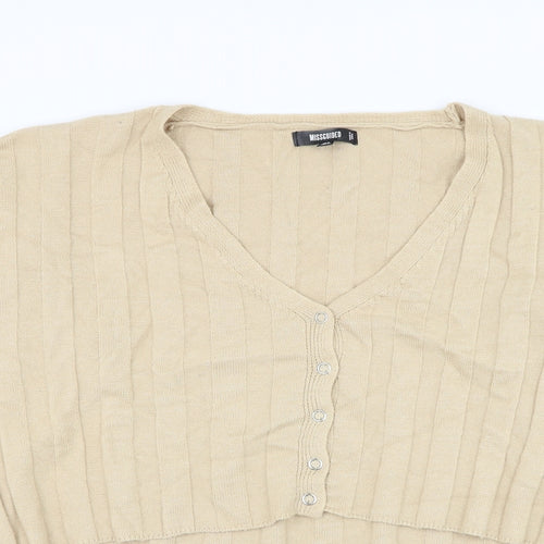 Missguided Womens Beige V-Neck Viscose Cardigan Jumper Size 8