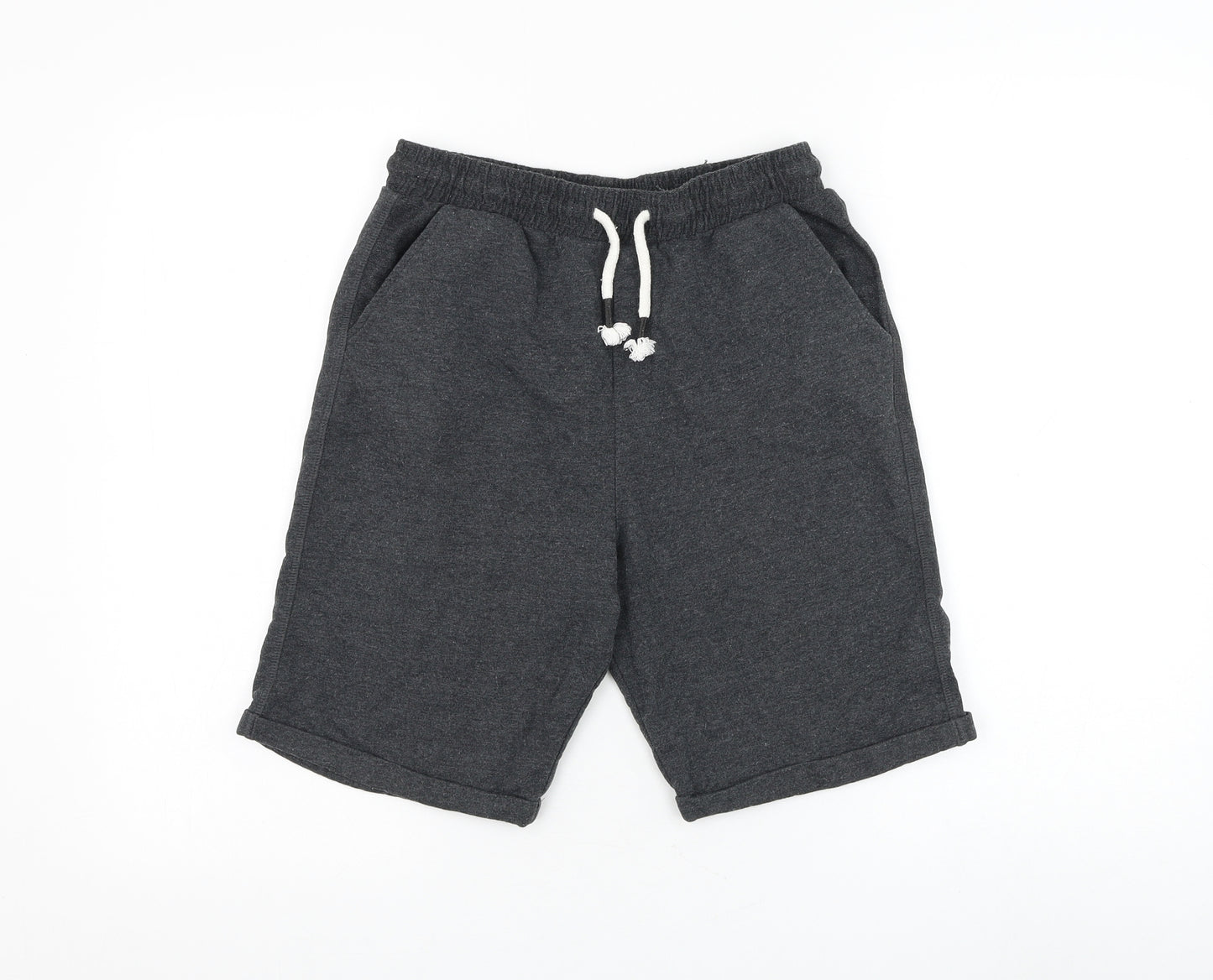 Marks and Spencer Boys Grey Cotton Sweat Shorts Size 12-13 Years Regular Drawstring
