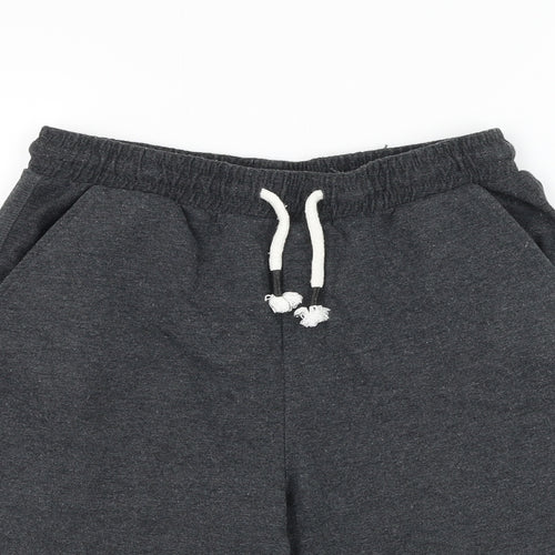 Marks and Spencer Boys Grey Cotton Sweat Shorts Size 12-13 Years Regular Drawstring