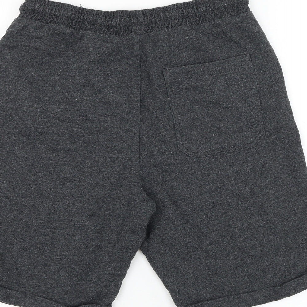 Marks and Spencer Boys Grey Cotton Sweat Shorts Size 12-13 Years Regular Drawstring
