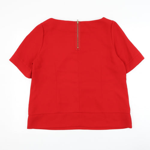 F&F Womens Red Polyester Basic Blouse Size 16 Round Neck