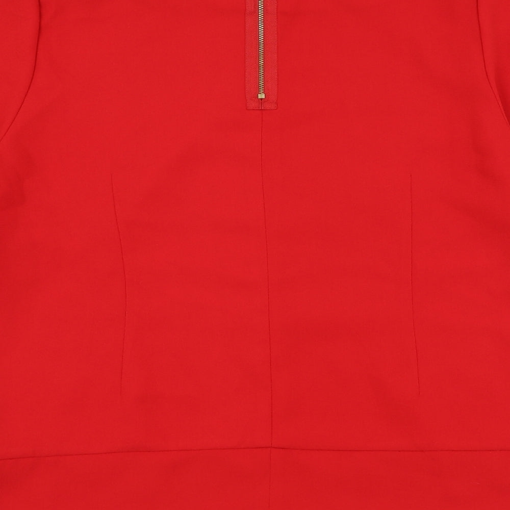 F&F Womens Red Polyester Basic Blouse Size 16 Round Neck