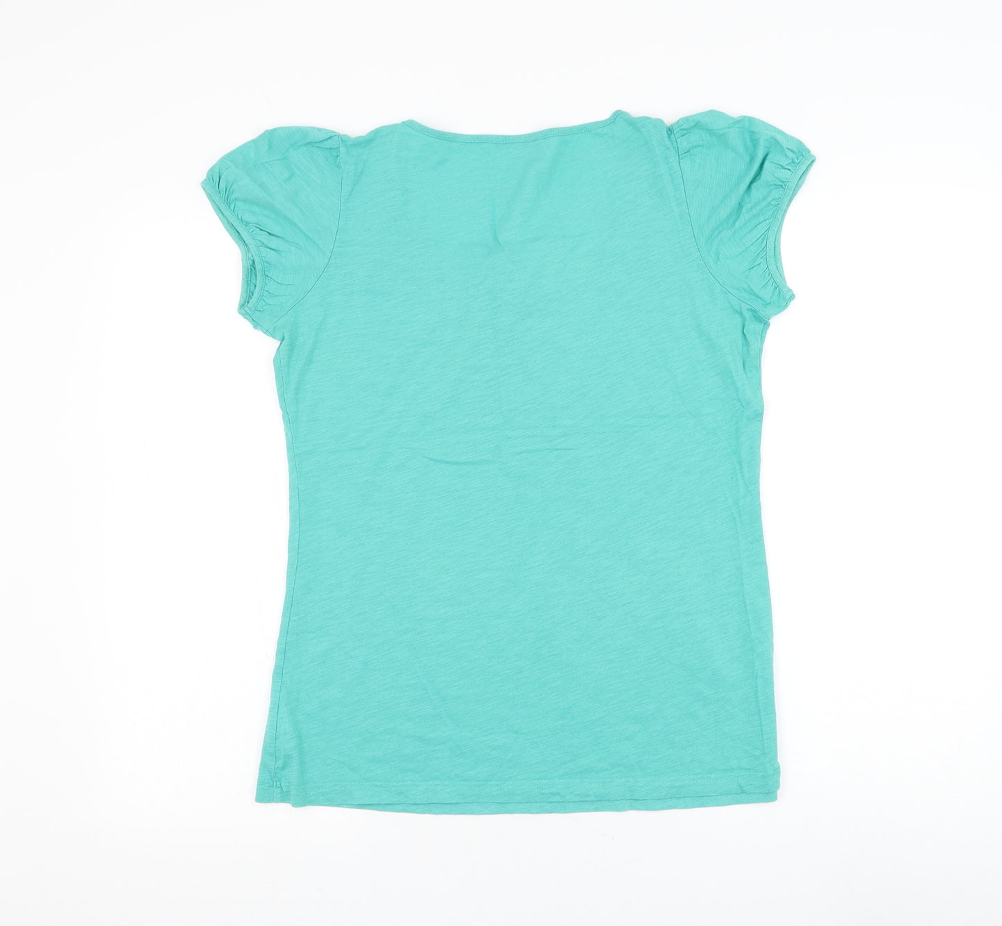 Marks and Spencer Womens Green Cotton Basic T-Shirt Size 12 Round Neck