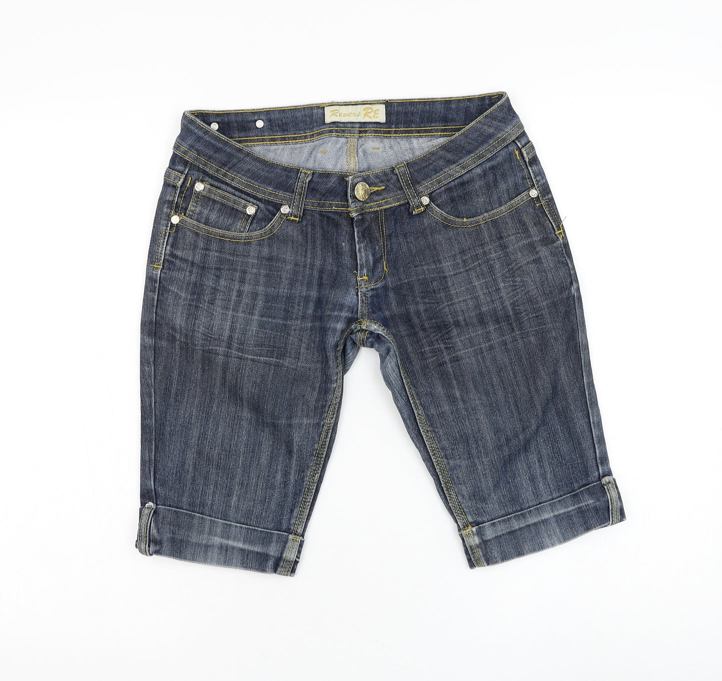 Revere Womens Blue Polyester Bermuda Shorts Size 40 in L12 in Regular Zip