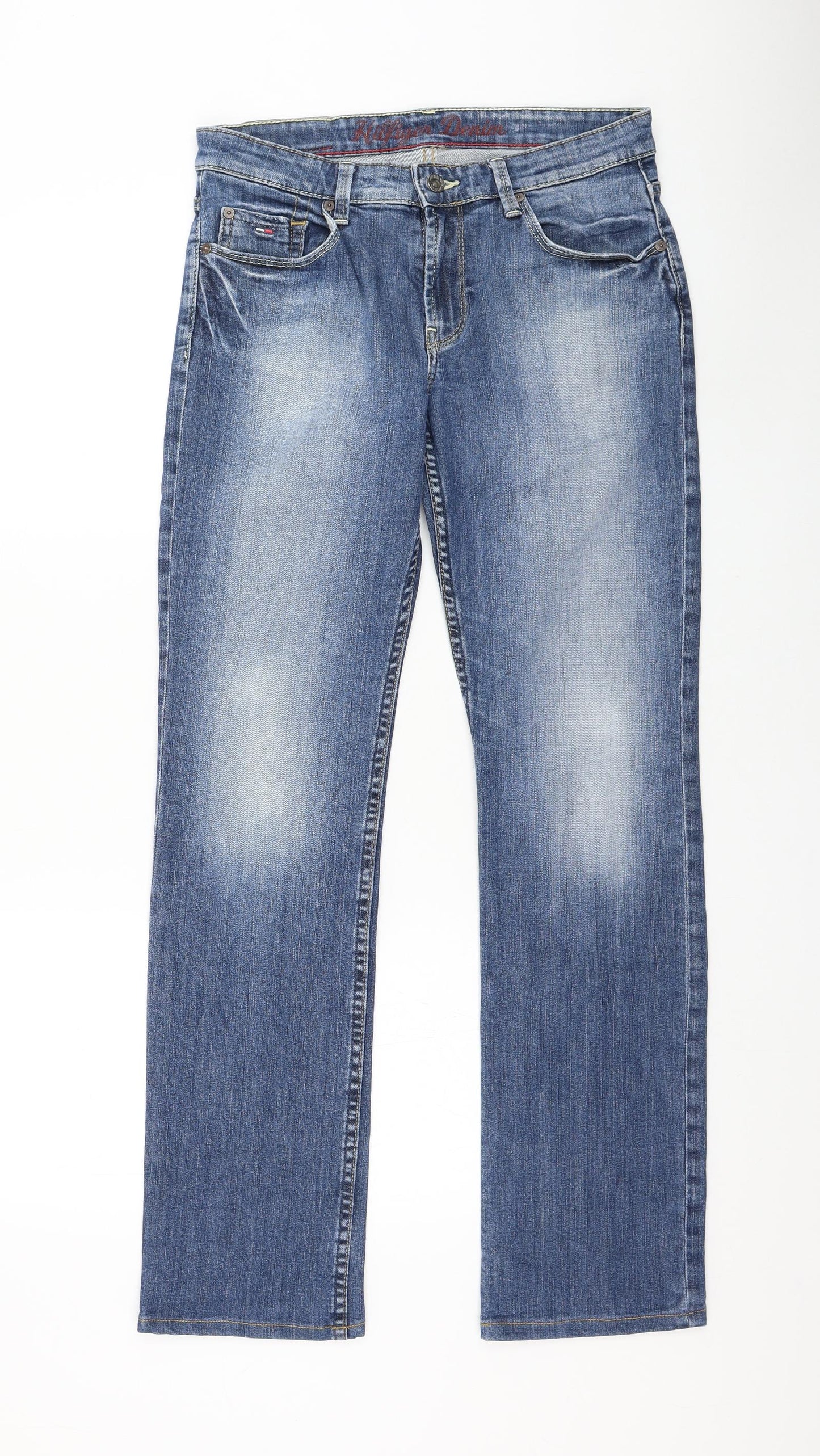 Hilfiger Denim Mens Blue Polyester Straight Jeans Size 29 in L31 in Regular Zip