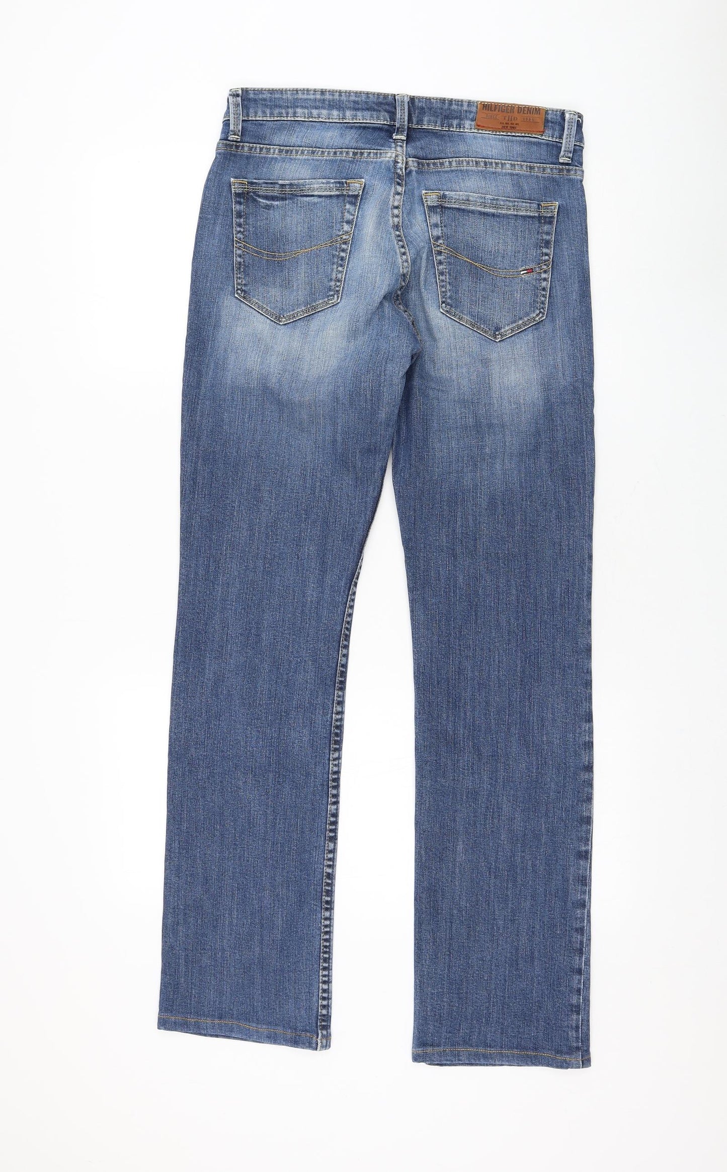 Hilfiger Denim Mens Blue Polyester Straight Jeans Size 29 in L31 in Regular Zip