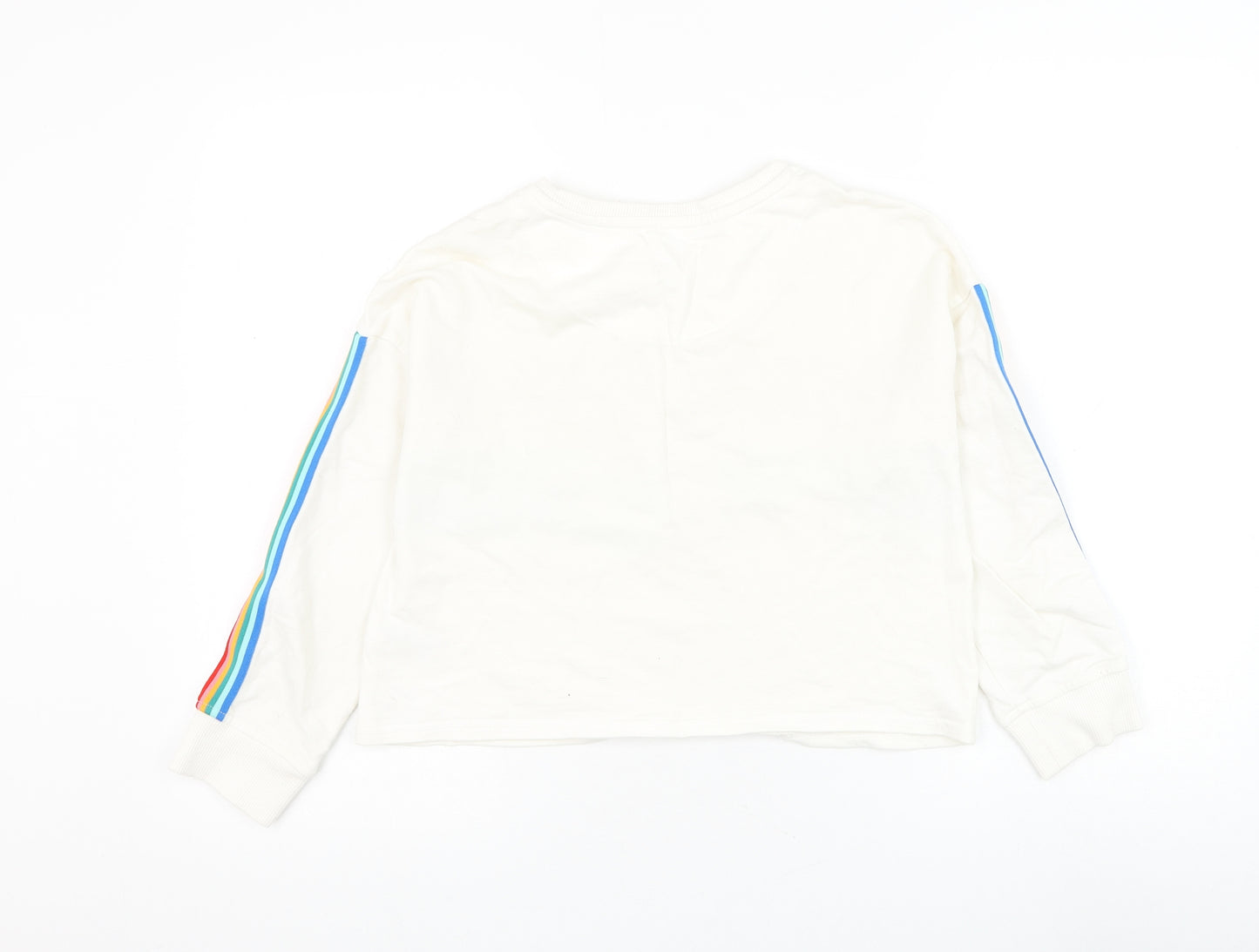 NEXT Girls White Striped Cotton Pullover Sweatshirt Size 12 Years Pullover - Playstation