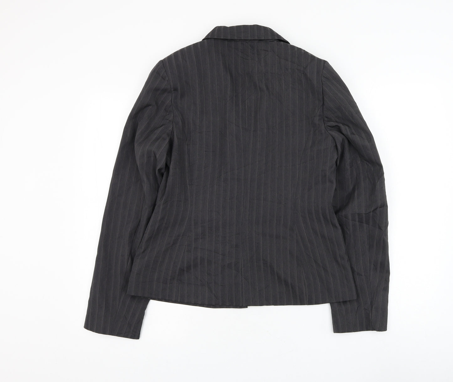 George Womens Grey Striped Jacket Blazer Size 12 Button