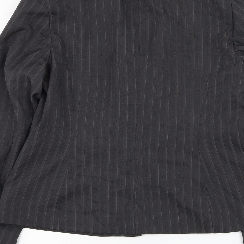 George Womens Grey Striped Jacket Blazer Size 12 Button