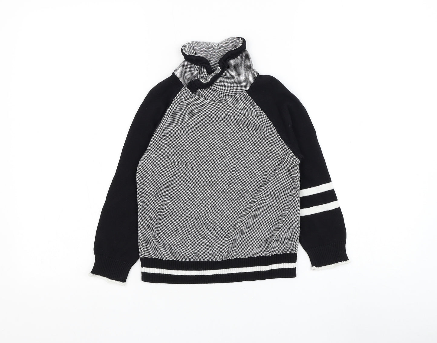 NEXT Boys Black High Neck Cotton Pullover Jumper Size 6 Years Pullover