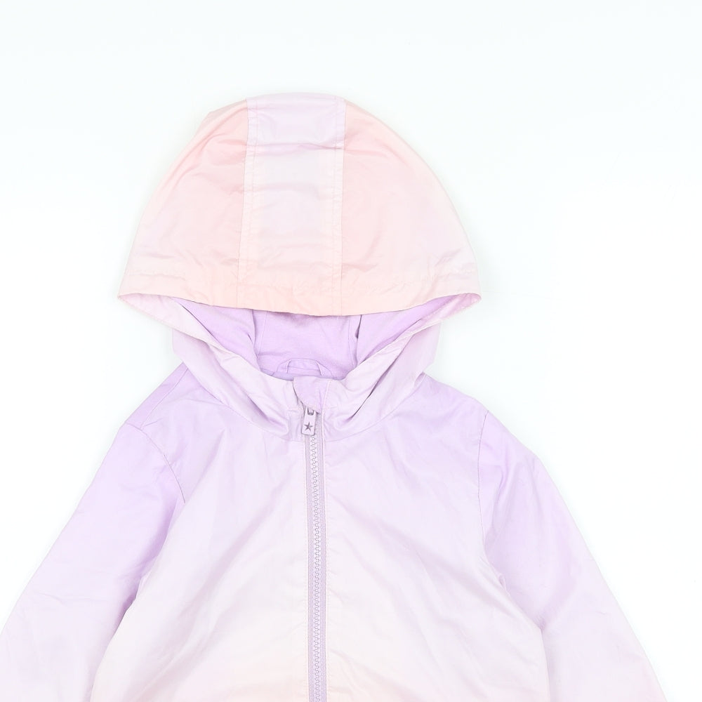 F&F Girls Purple Rain Coat Coat Size 3-4 Years Zip - Ombré